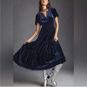 The Somerset Maxi Dress: Velvet Edition in Blue Small